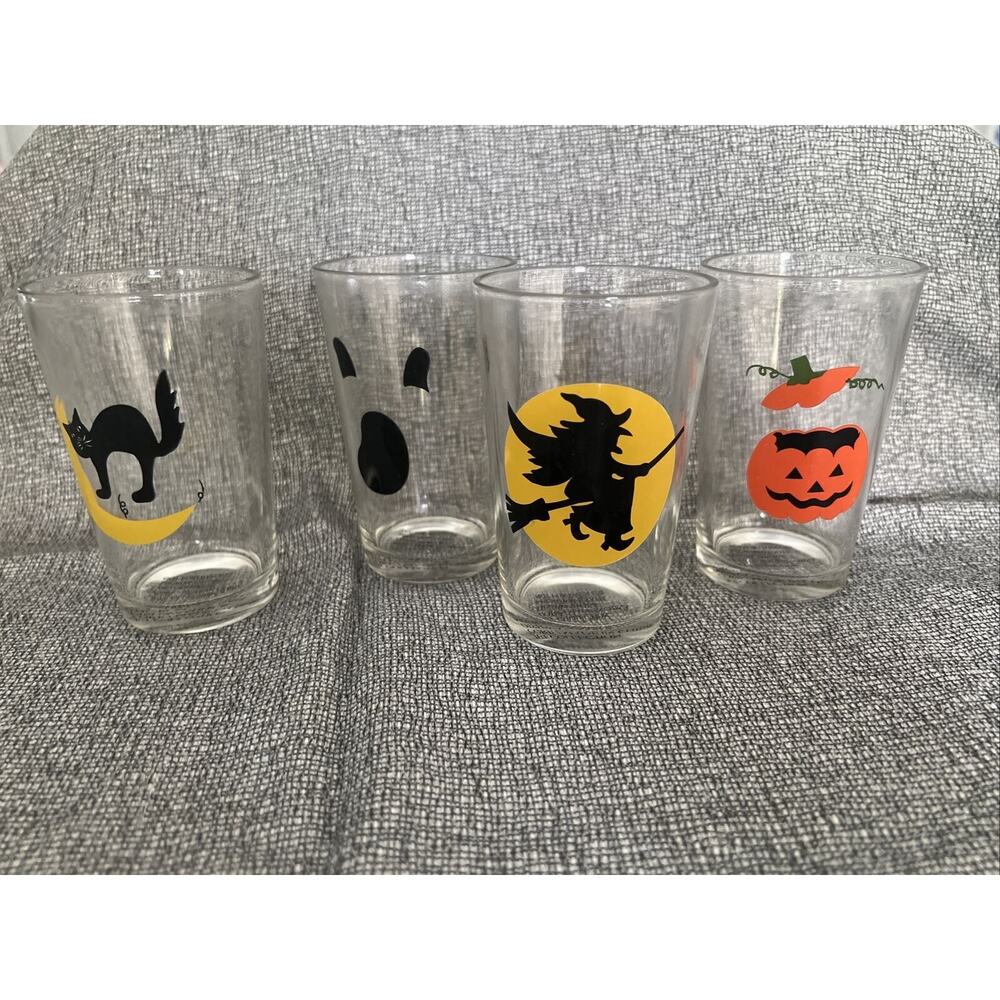 Jet Collection Halloween Themed Jack-o'-lantern Witch Ghost Cat Drinking Glasses